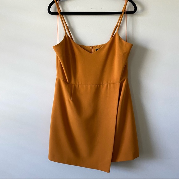 French Connection Whisper Sleeveless Envelope Skirt Dress Golden size 10 - Picture 2 of 15